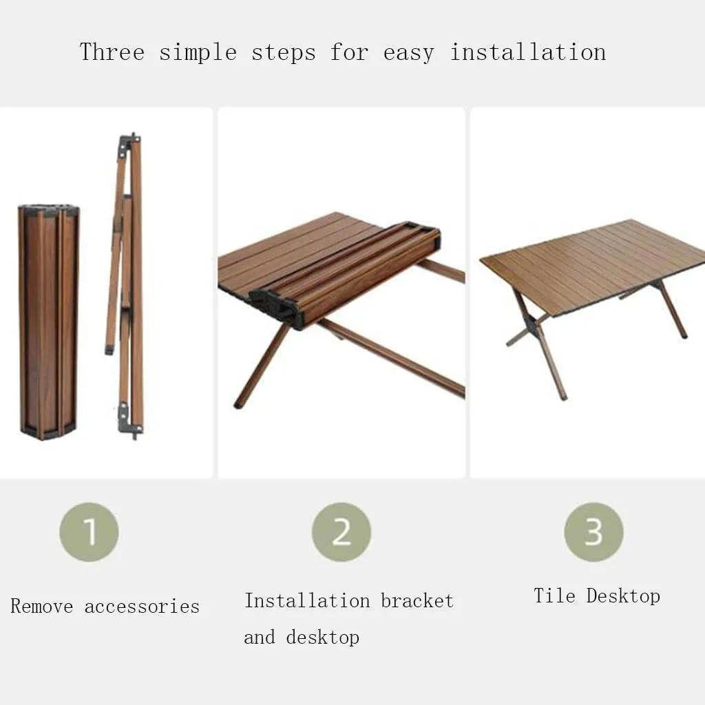 Folding Camping Table Portable Roll Up Aluminum Table with Carry Bag for Outdoor Cooking Picnic Camp Boat Travel