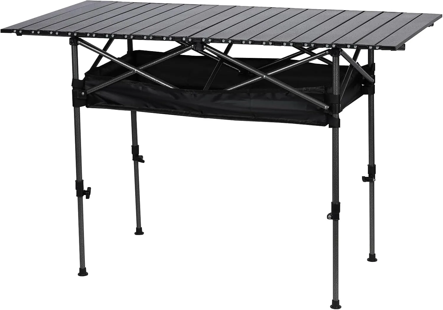 Folding Camping Table, Portable Tables Folding, Adjustable Height Camping Table, Outdoor Table with Large Storage Organizer and Carrying Bag, Camp Table 120cm (L) x 55cm(W) 120cm