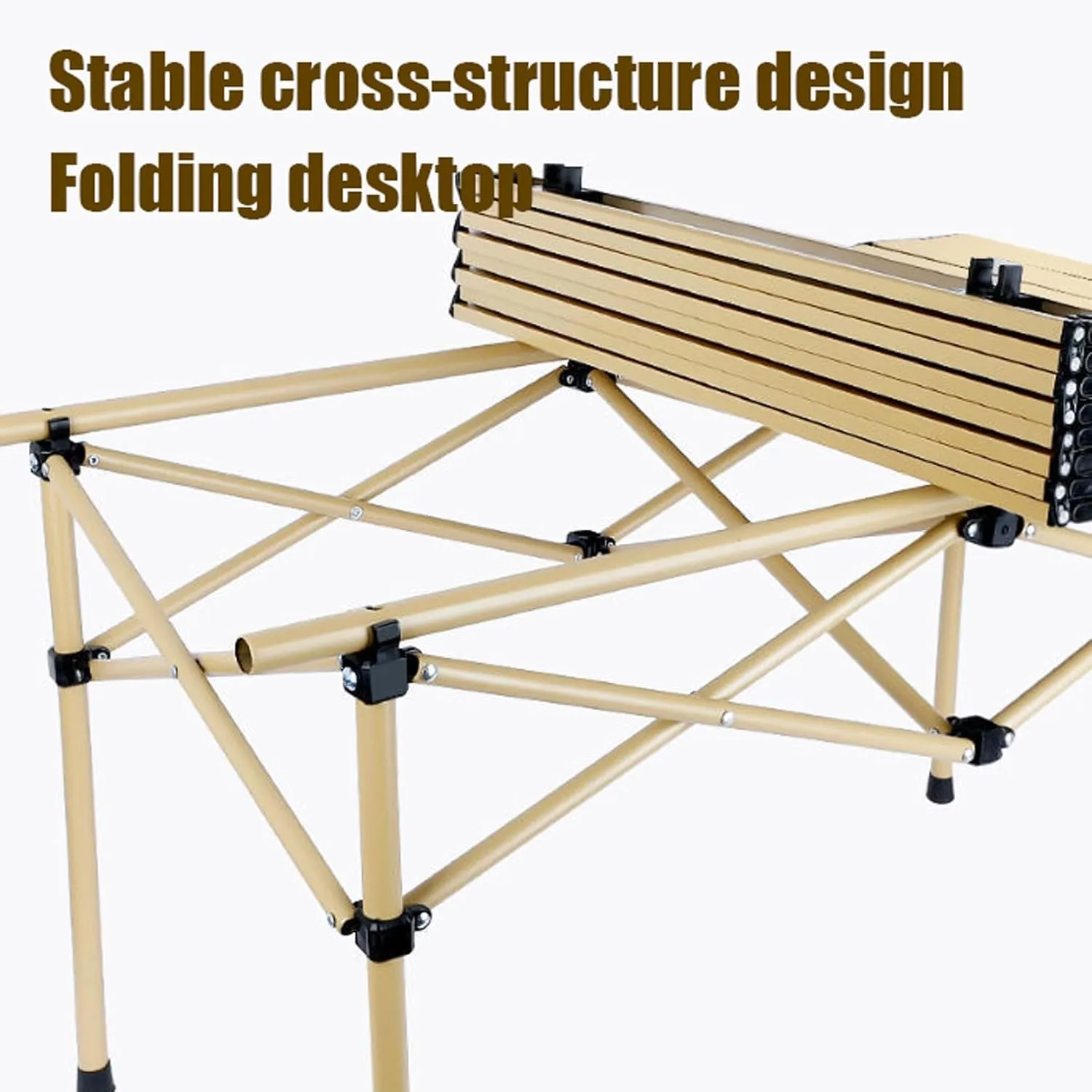 Folding Camping Table with airs Set, Portable Picnic airs with Carrying Bag and Aluminum Roll-up Top Lightweight Compact Table, Easy to Assemble