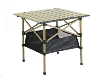 Folding Camping Table,Portable Camping Table,Lightweight Aluminum Folding Beach,Equipped with Storage Net Pocket, Suitable for Outdoor(Beige, 20 * 20 INCH)