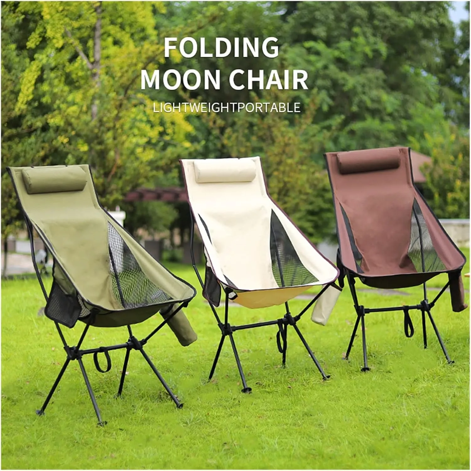 Folding Chair Moon Chairs Outdoor Camping Folding Telescopic Stool Portable Fishing Hiking Picnic Chairs Seat Tools
