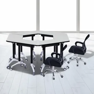 Folding Conference Table,Large Conference Meeting Table for 8 People,Modern Mobile Training Table with Wheels,Rolling Conference Room Tables with Metal Frame,Meeting Seminar Tables 47.2x23.6x29.5in