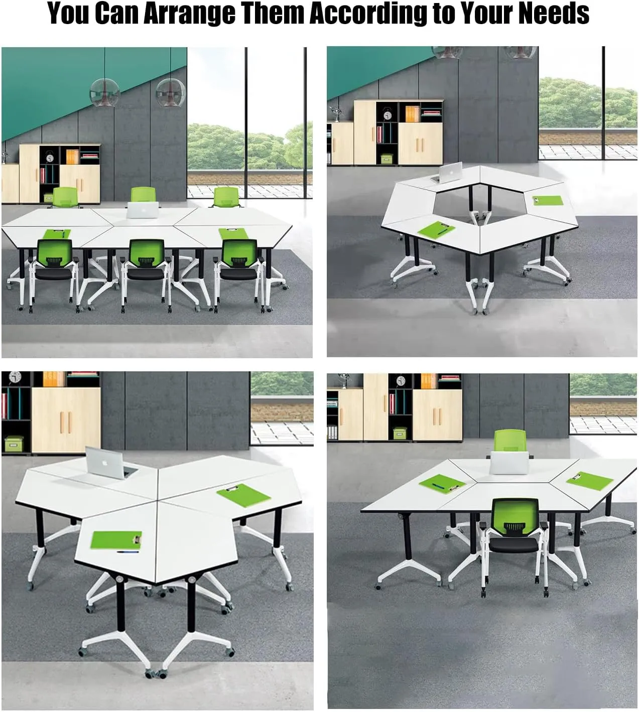 Folding Conference Table,Large Conference Meeting Table for 8 People,Modern Mobile Training Table with Wheels,Rolling Conference Room Tables with Metal Frame,Meeting Seminar Tables 47.2x23.6x29.5in