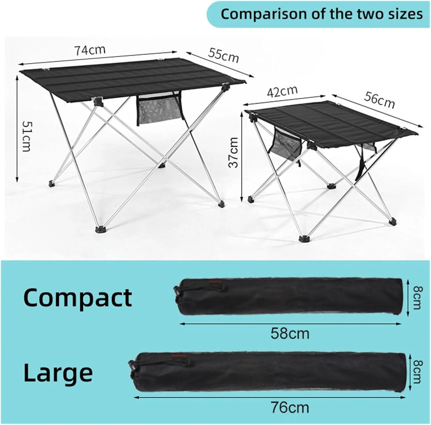 Folding Dining Table Ultralight Aluminium Hiking Climbing Picnic Folding Tables Outdoor Camping Table Portable Foldable Desk Fur Computer Bed (Color : 74x55x51cm Gray)