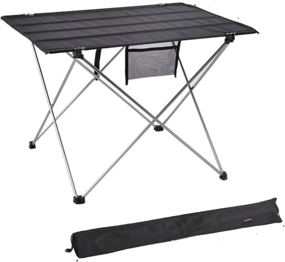 Folding Dining Table Ultralight Aluminium Hiking Climbing Picnic Folding Tables Outdoor Camping Table Portable Foldable Desk Fur Computer Bed (Color : 74x55x51cm Gray)