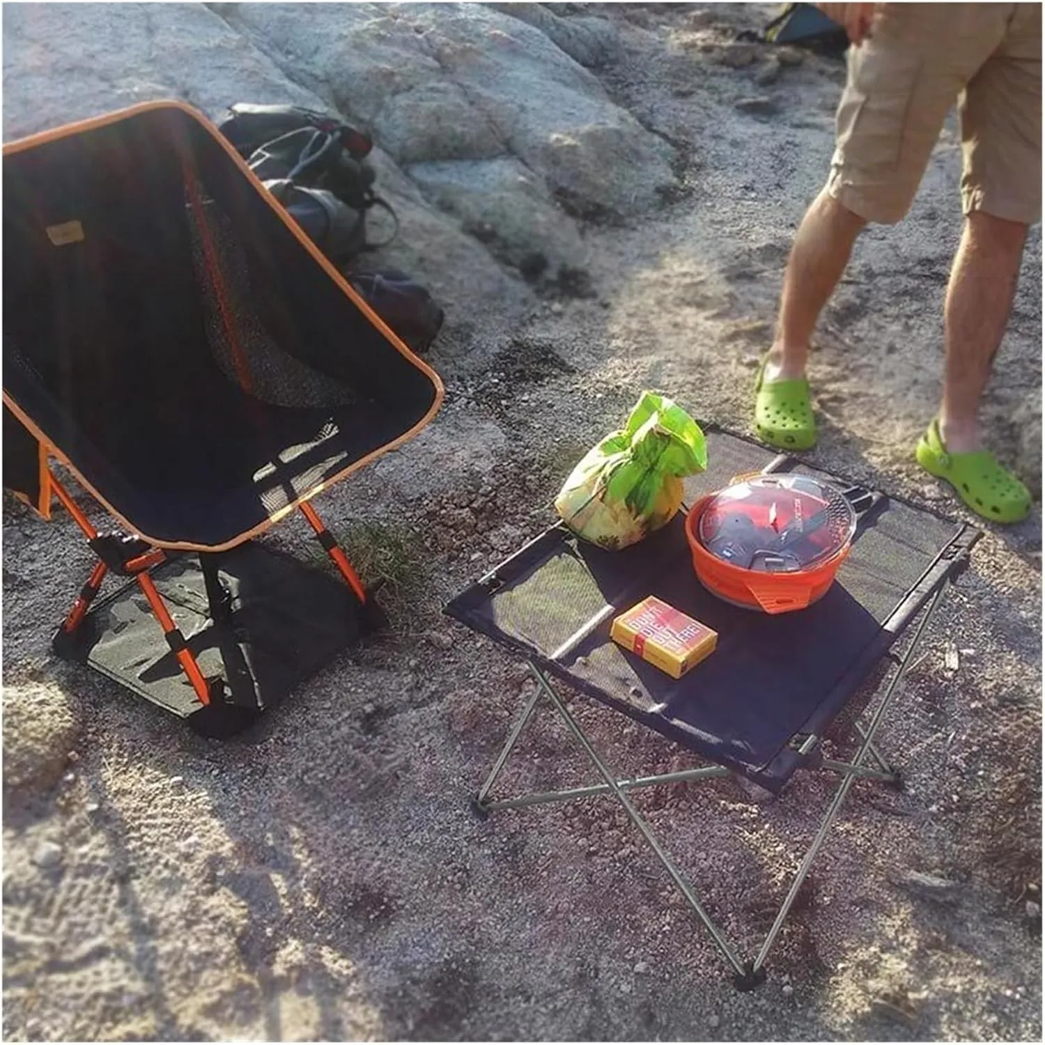 Folding Dining Table Ultralight Aluminium Hiking Climbing Picnic Folding Tables Outdoor Camping Table Portable Foldable Desk Fur Computer Bed (Color : 74x55x51cm Gray)