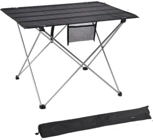 Folding Dining Table Ultralight Aluminium Hiking Climbing Picnic Folding Tables Outdoor Camping Table Portable Foldable Desk Fur Computer Bed (Color : 74x55x51cm Gray)