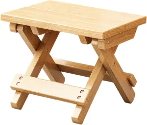 Folding Stool Fishing Stool Wooden Lightweight Camp Stool Foldable Stool Outside Fishing Chair for BBQ Picnic Hiking Patio