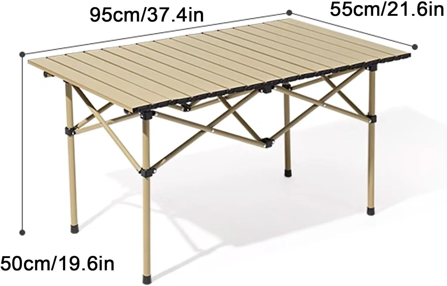 Folding Table Camping Portable Ultralight Aluminum Camp Table with Storage Bag for Hiking, Camping, Picnicking, BBQ, Outdoor Cooking(Yellow,95 * 55 * 50cm)