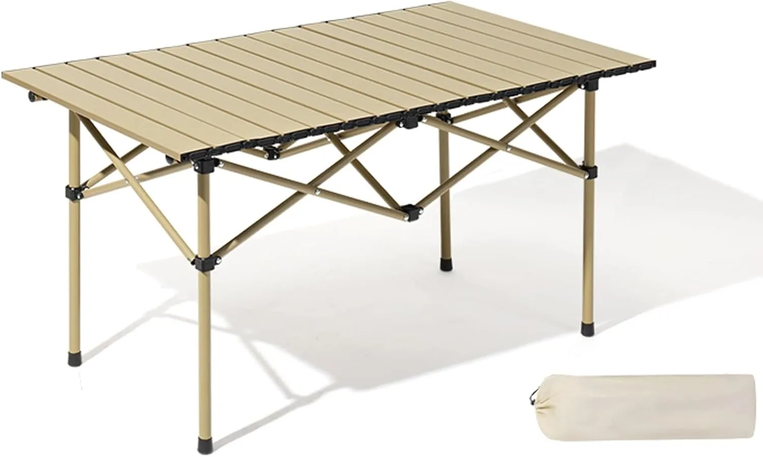 Folding Table Camping Portable Ultralight Aluminum Camp Table with Storage Bag for Hiking, Camping, Picnicking, BBQ, Outdoor Cooking(Yellow,95 * 55 * 50cm)