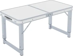 Folding table with stool，Adjustable Height Folding Table, Picnic, Camping, Outdoor, Portable Lightweight Aluminum, with Carry Handle for Beach, Indoor, Office ( Color : Gray , Size : Without bench )