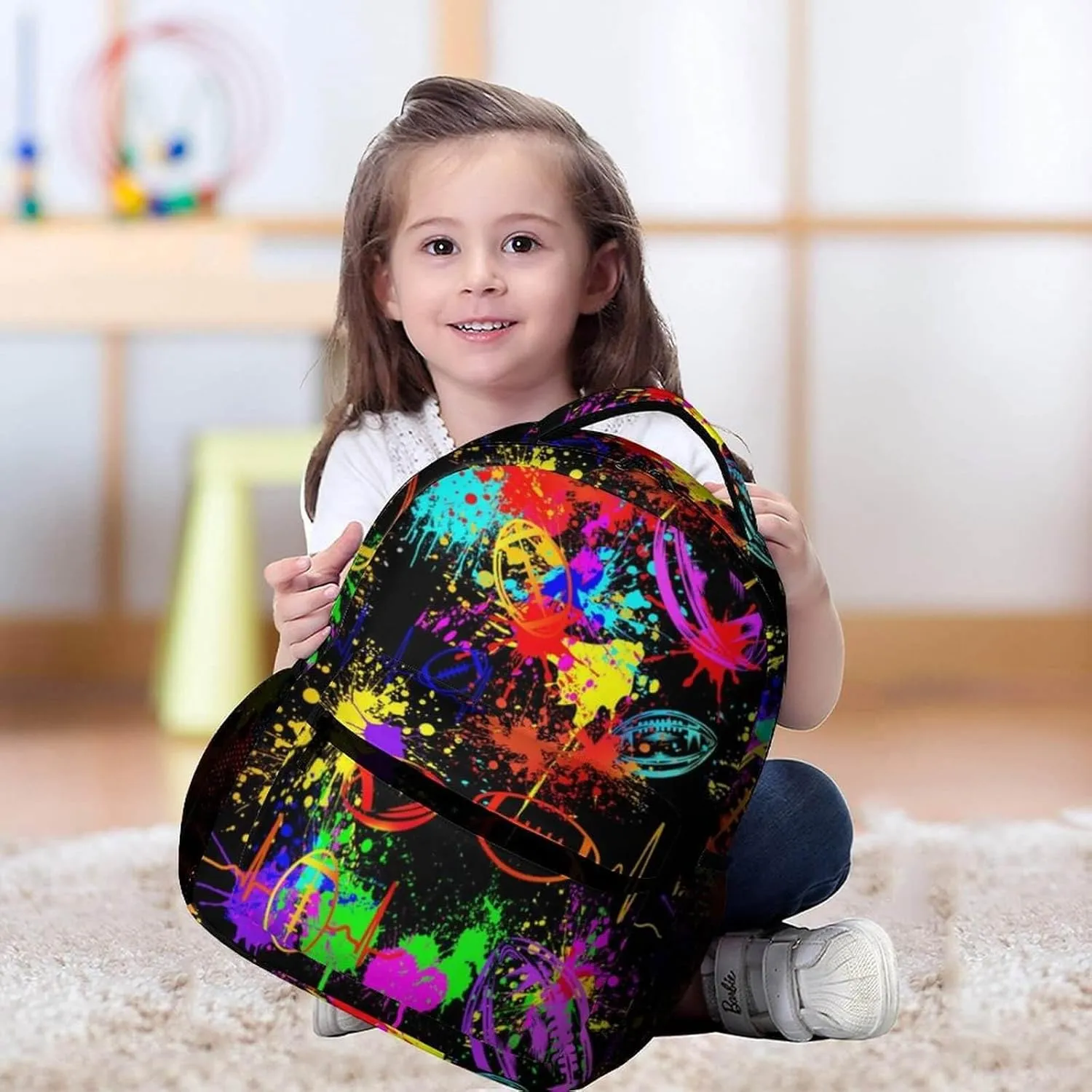 Football School Backpack for Kids Girls Boys, 16 InchFootball Bookbag, School Backpack for Children