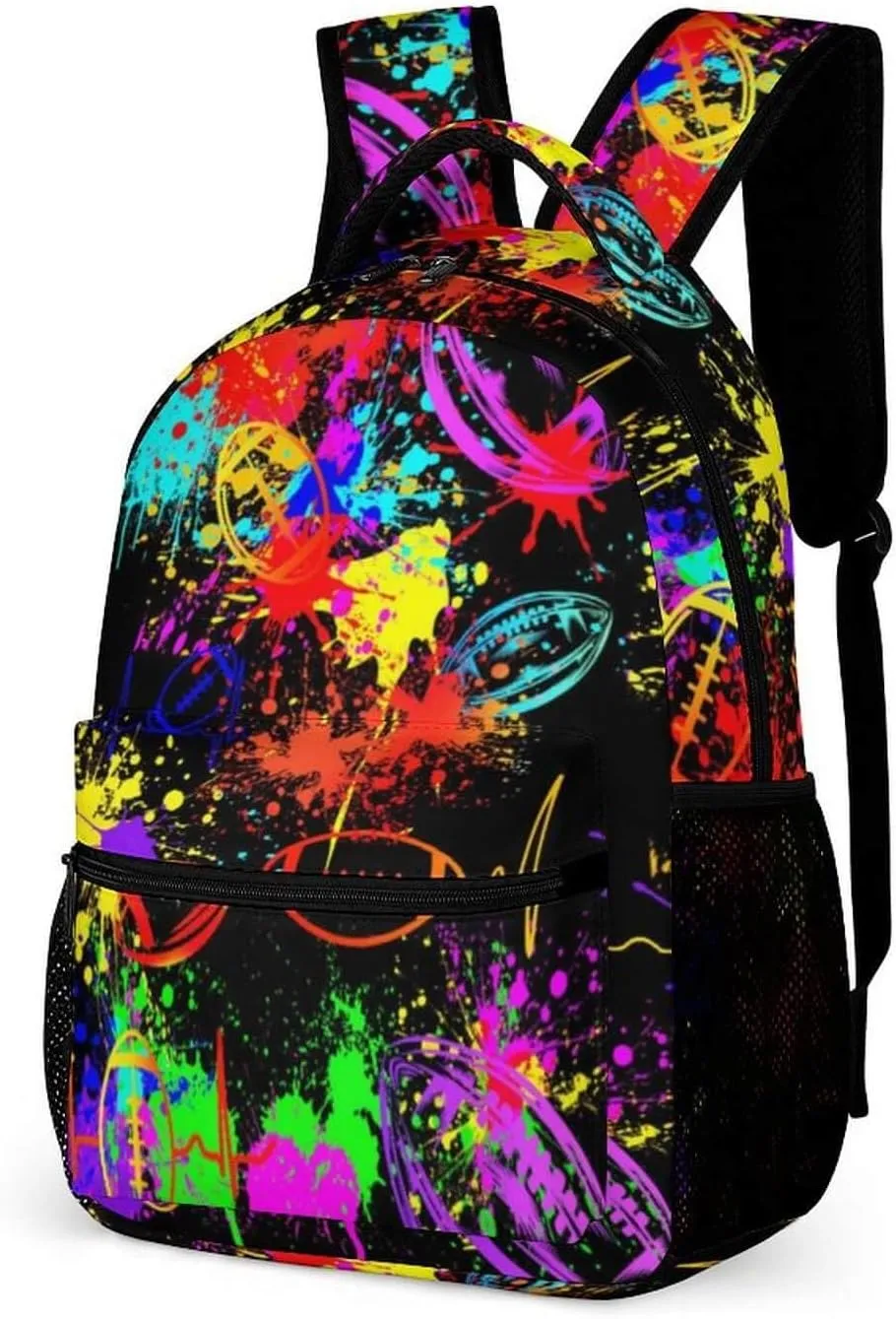 Football School Backpack for Kids Girls Boys, 16 InchFootball Bookbag, School Backpack for Children