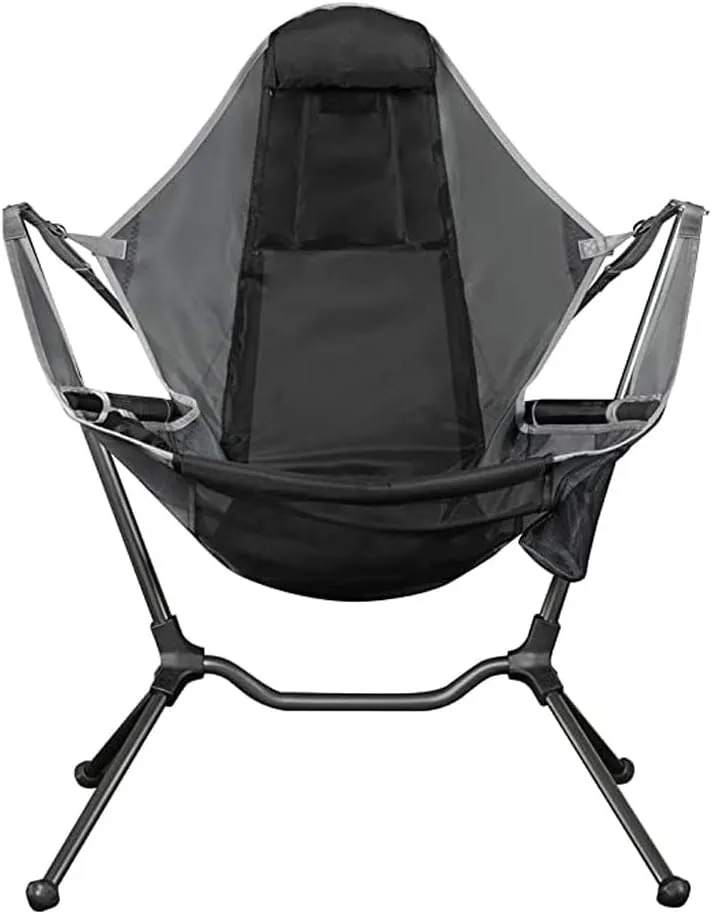 for Outdoor Camping Fishing Chairs Stargaze Recliner Camp Chair Breathable Mesh Construction 2 Side Pockets, Light Grey