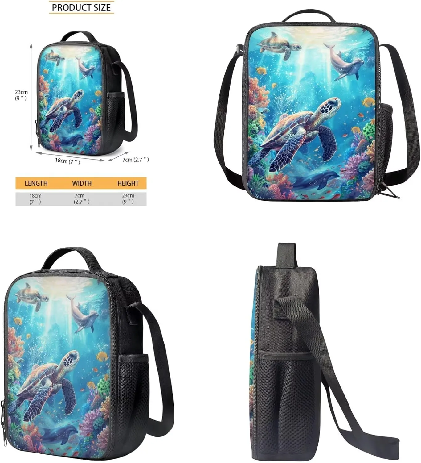FOR U DESIGNS Turtle Backpack for Boys with Lunchbox Kindergarten Elementary School Bag Set 6th Grade Lightweight Bookbag Set for School 3 Pcs Travel Rucksack 17 Inch
