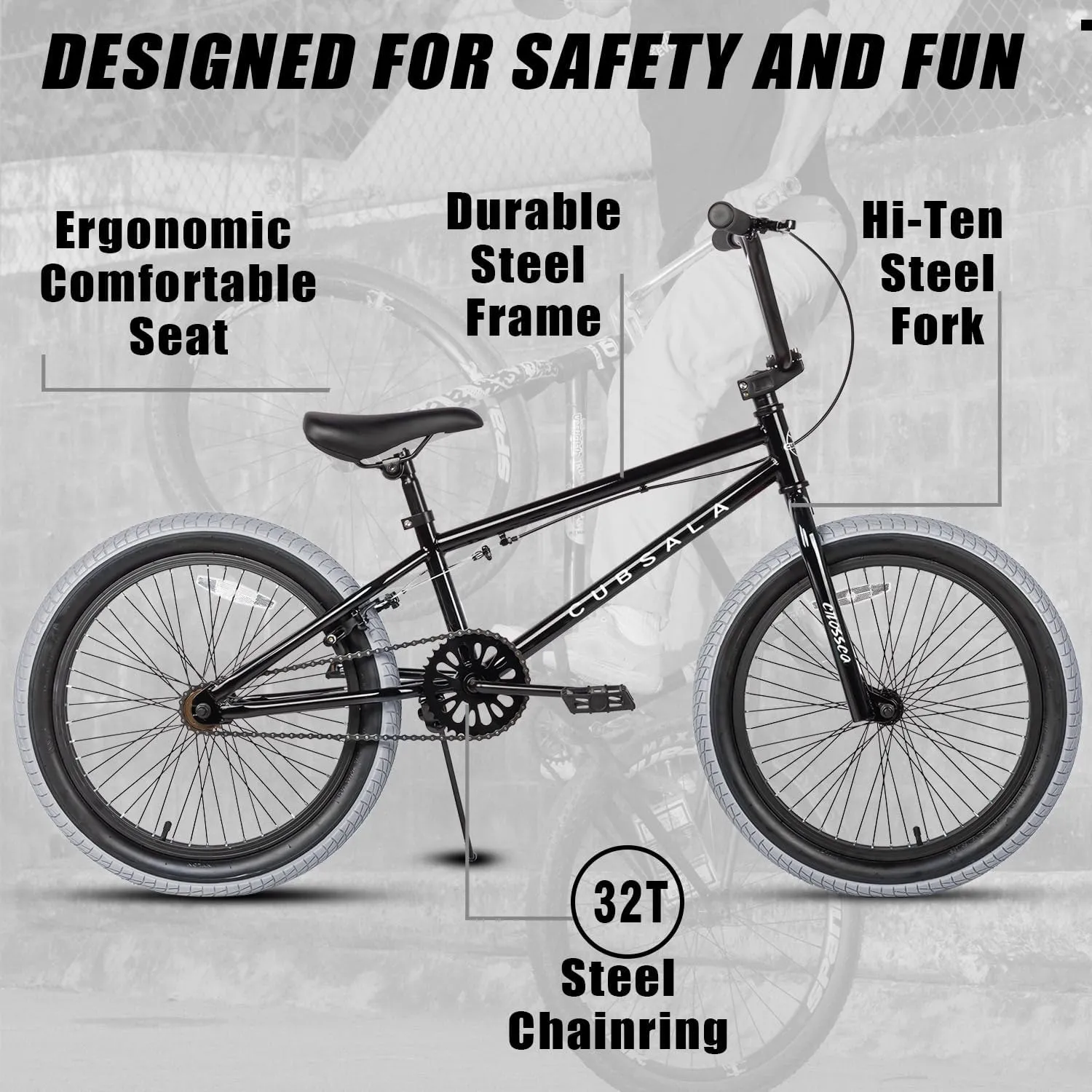 Freestyle BMX Bike, 18 20 Inch Kids Bicycle for 5-13 Years Old Kids and Beginner Level Rider, Multiple Colors