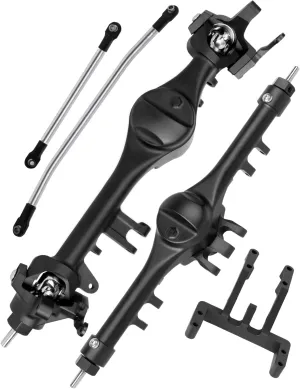 Front Rear Portal Axle Upgrades Part for 1/10 RC Crawler Car Axial SCX10 90046 SCX10 90047,Aluminum Alloy Front Rear Portal Axle Hops Up,Black