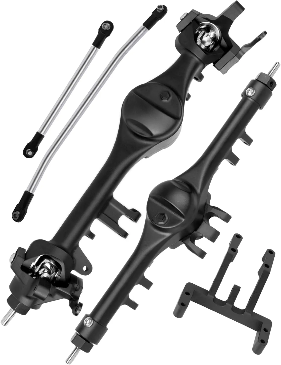 Front Rear Portal Axle Upgrades Part for 1/10 RC Crawler Car Axial SCX10 90046 SCX10 90047,Aluminum Alloy Front Rear Portal Axle Hops Up,Black