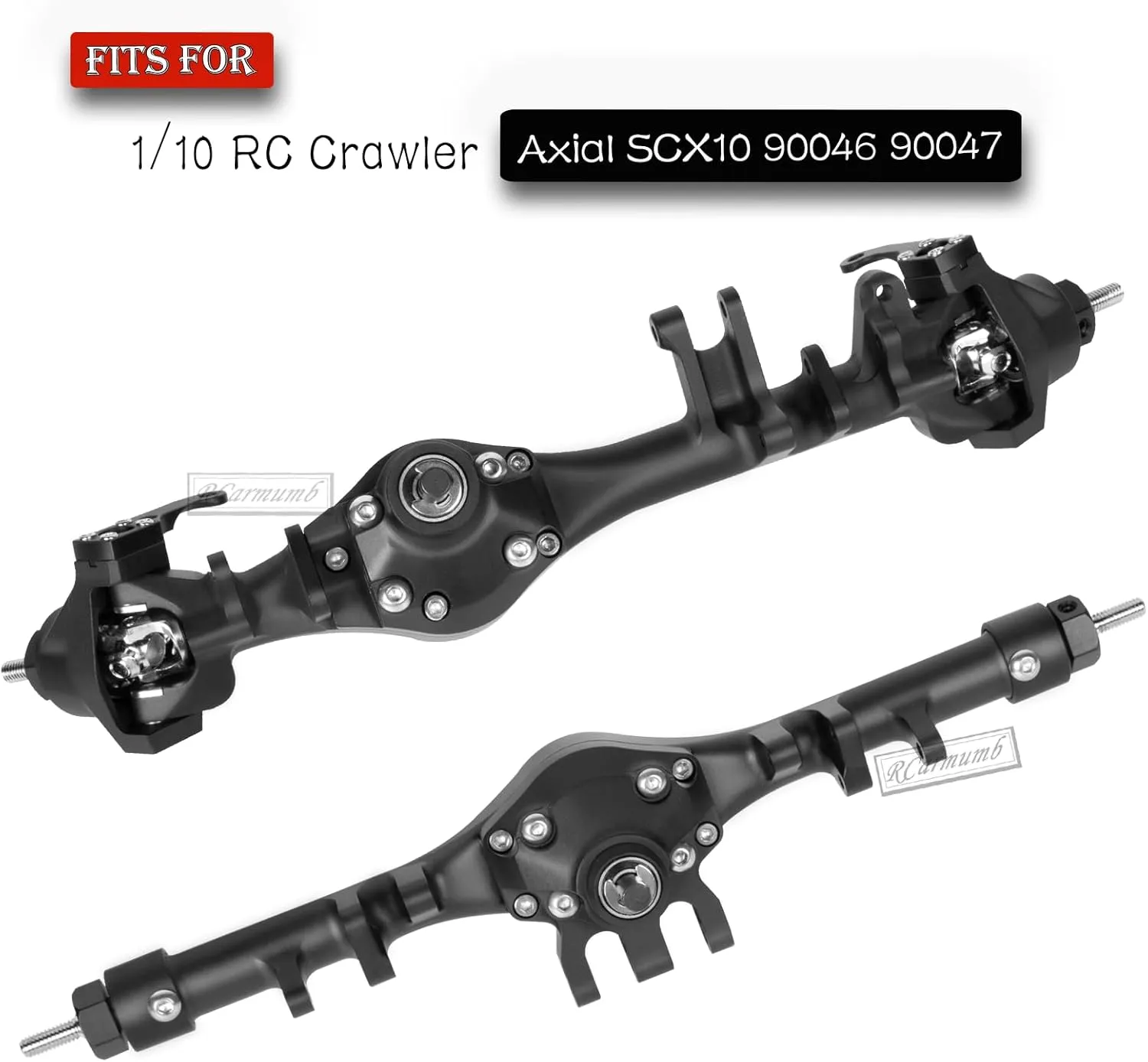 Front Rear Portal Axle Upgrades Part for 1/10 RC Crawler Car Axial SCX10 90046 SCX10 90047,Aluminum Alloy Front Rear Portal Axle Hops Up,Black