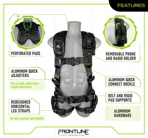 FRONTLINE FALL PROTECTION 250CTB Elite™ Construction Harness | Aluminum Hardware | OSHA&ANSI
