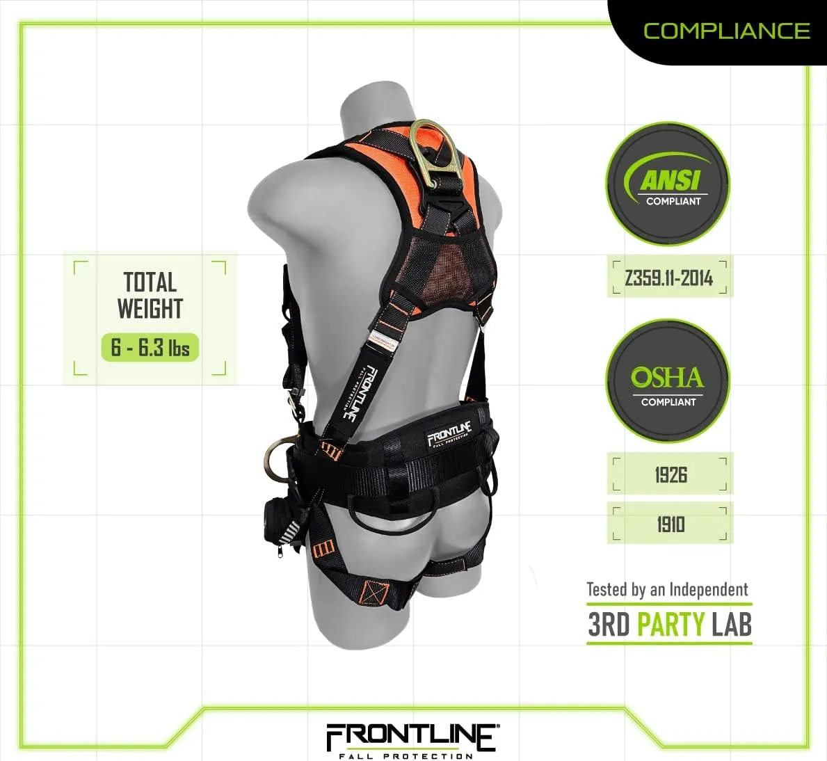 Frontline Full Body Harness | Suspension Trauma Straps| OSHA & ANSI Compliant