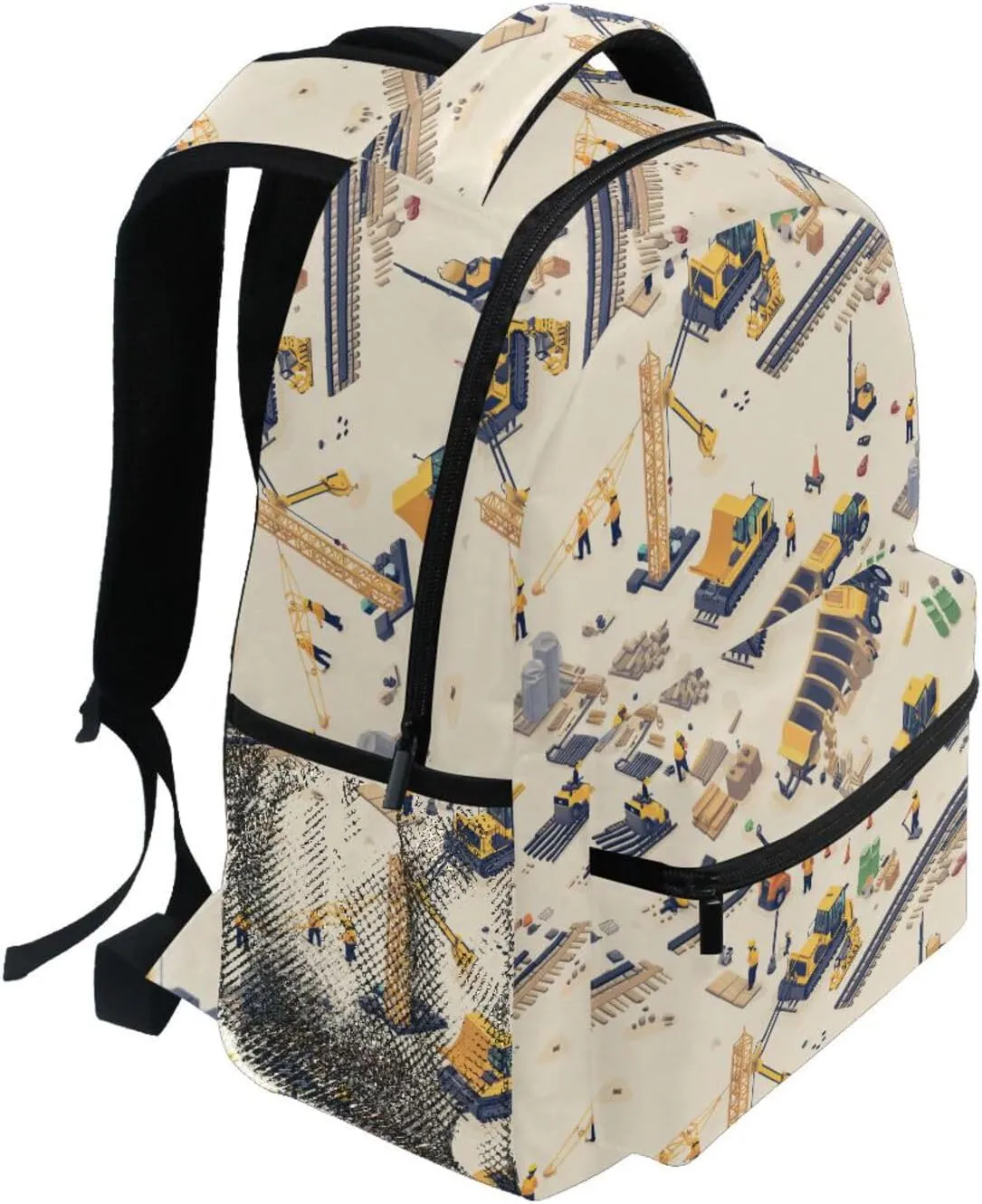 Fun Backpack for Unisex Adult Fashion School Bag with Chest Strap for College Work Construction Scene Dump Truck