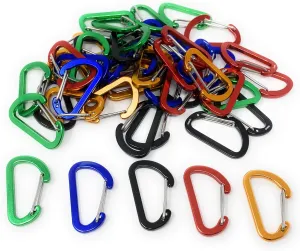 Funiverse Bulk 50 Pack of Wiregate Carabiner Keychains - 5 Color Assortment