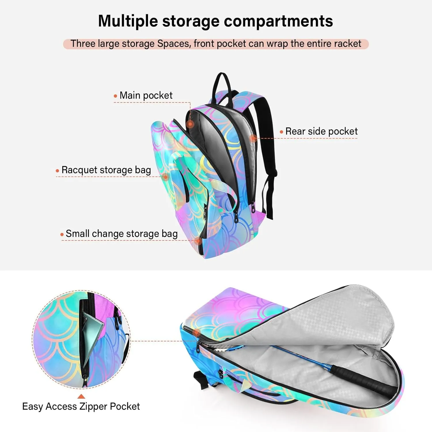 GAIGEO Abstract Waves Blue Sports Bag, Expandable Tennis Stuff, Sandwich Mesh Back, Breathable not Stuffy