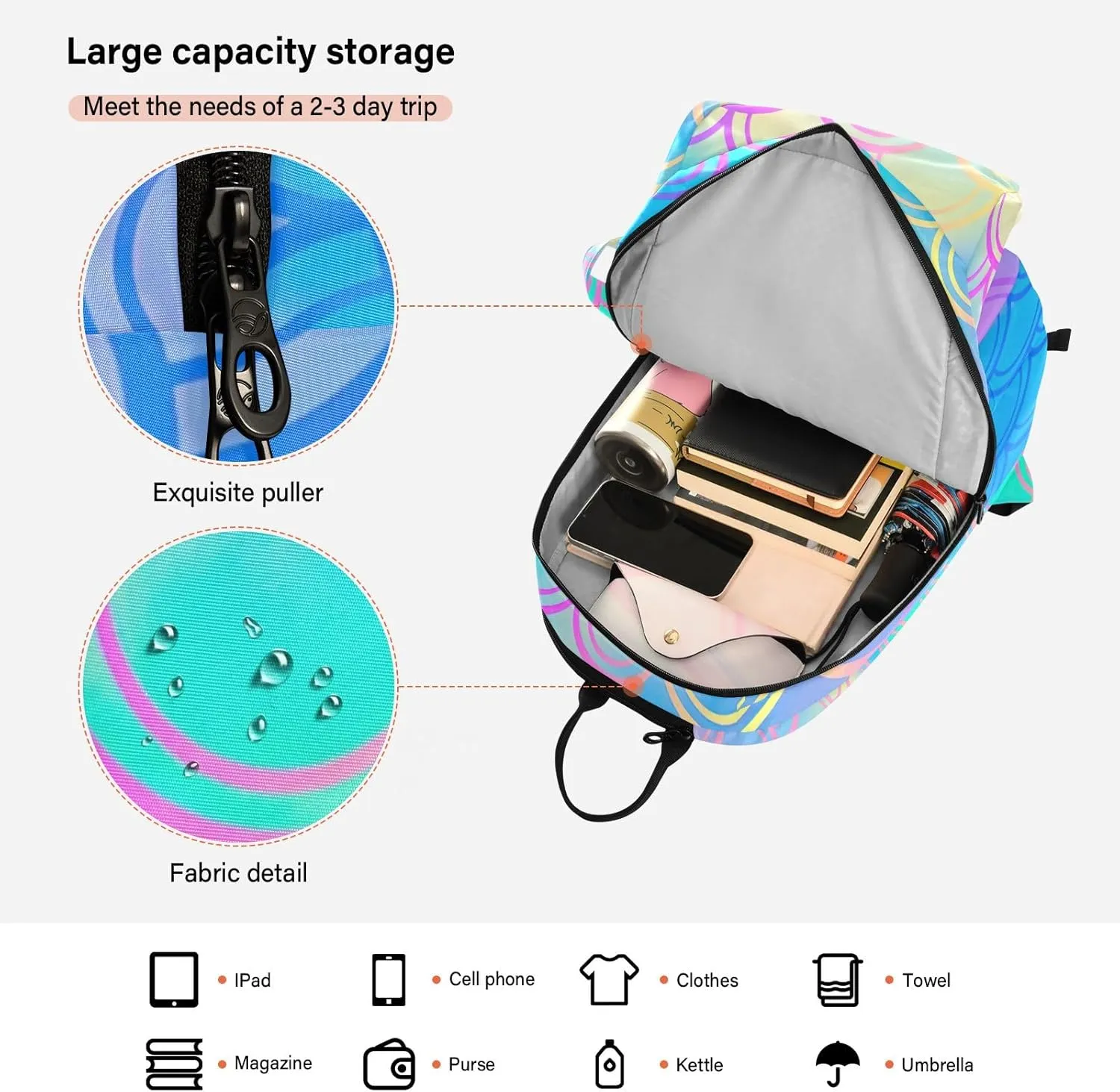 GAIGEO Abstract Waves Blue Sports Bag, Expandable Tennis Stuff, Sandwich Mesh Back, Breathable not Stuffy