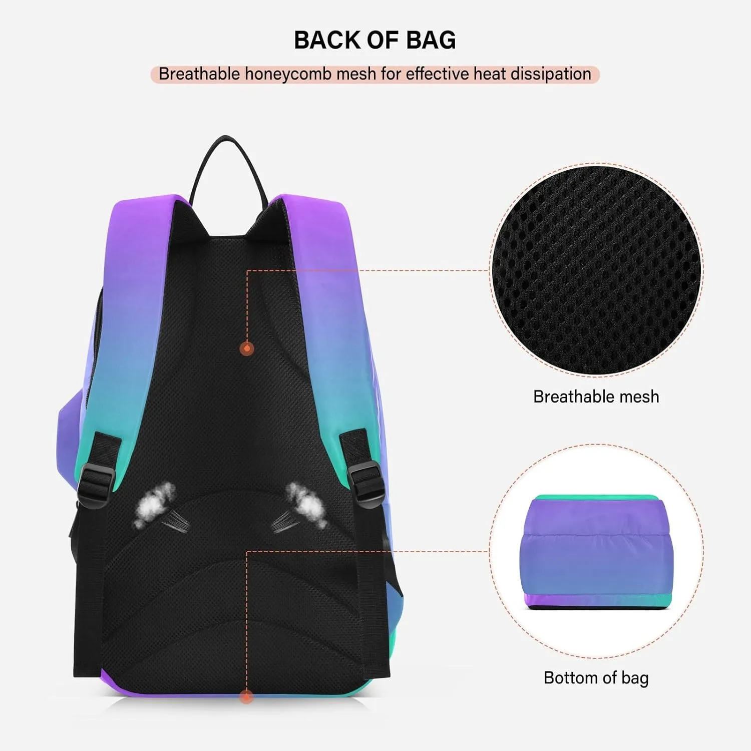 GAIGEO Red Polka Dot Black Tennis Racket Backpack, Expandable Tennis Stuff, Sandwich Mesh Back, Breathable and not Stuffy