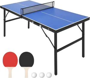 GAOMON Foldable Table Tennis Table, Portable Table Tennis Table with 2 Table Tennis Paddles and 3 Balls, Indoor and Outdoor Ping Pong Table Set, 5 Minute Assembly, 60 x 26 x 27.5 Inch