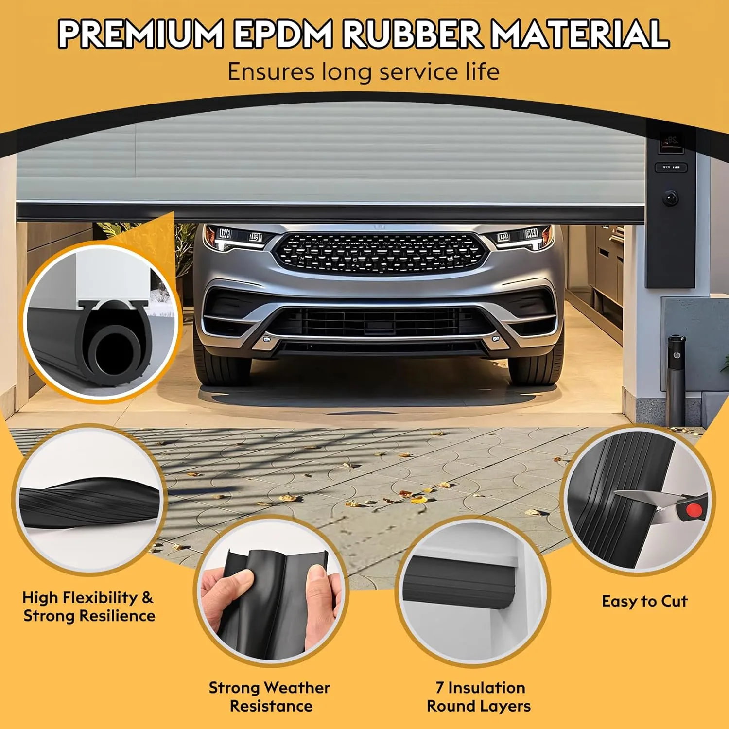 Garage Door Bottom Seal, 10FT Weather Stripping Bottom Rubber Seal with T-Ends 5/16", Universal Weatherproof Sealing Rubber Strip Replacement for Weather, Leaves and Dust Protection