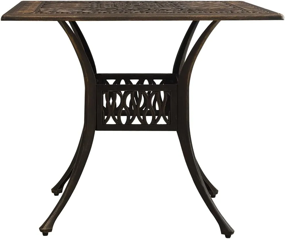 Garden Table Bronze Cast Aluminum Decorative Inlays – Outdoor Furniture, Patio Dining, Camping Side Table for Kitchen, Living Room