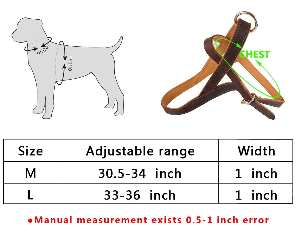 Genuine Leather No Pull Dog Harness