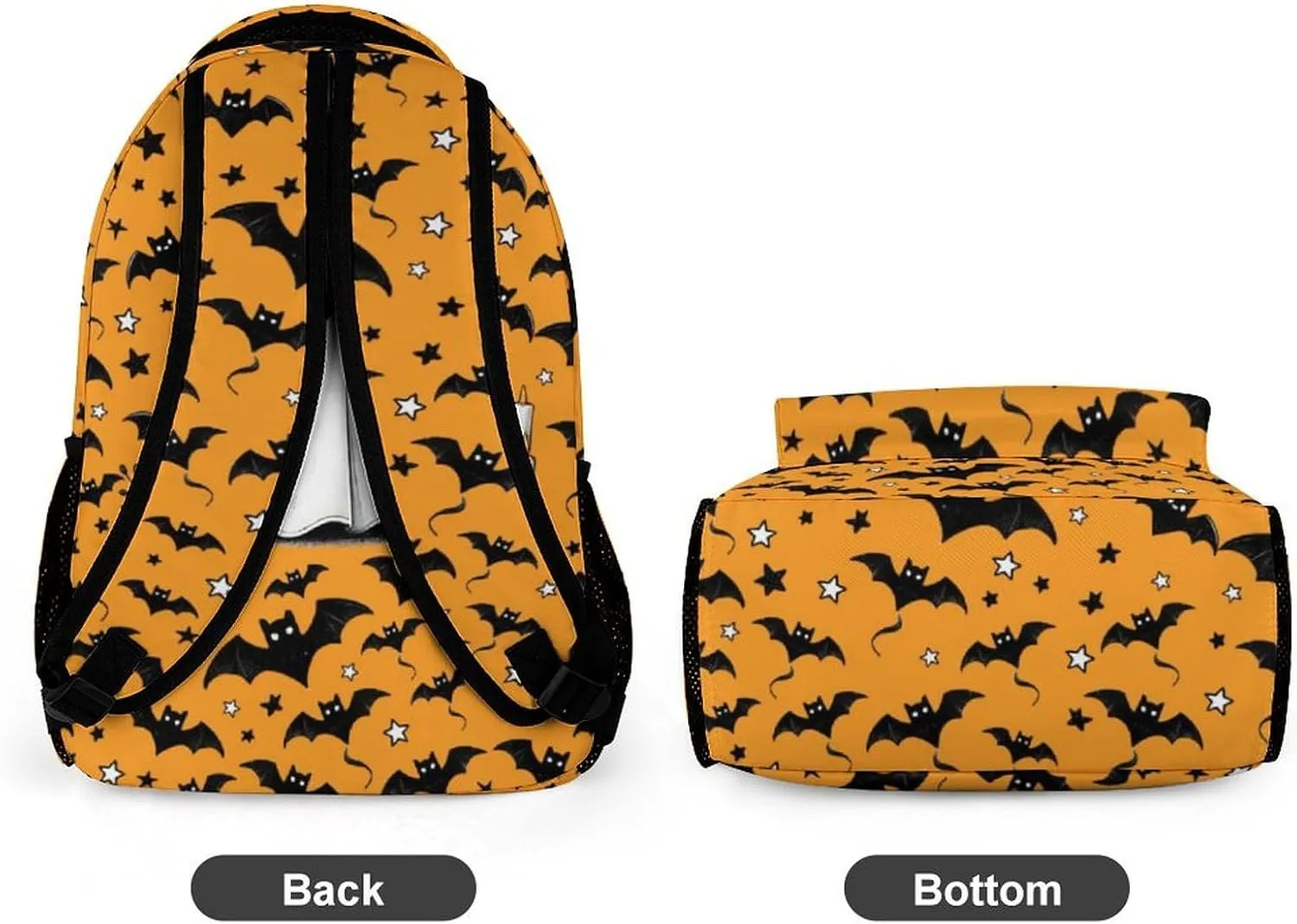 Ghost Backpack for Kids, Girls & Boys - 16 Inch Scary Halloween Theme Bookbag, Adjustable, Lightweight, Large Capacity