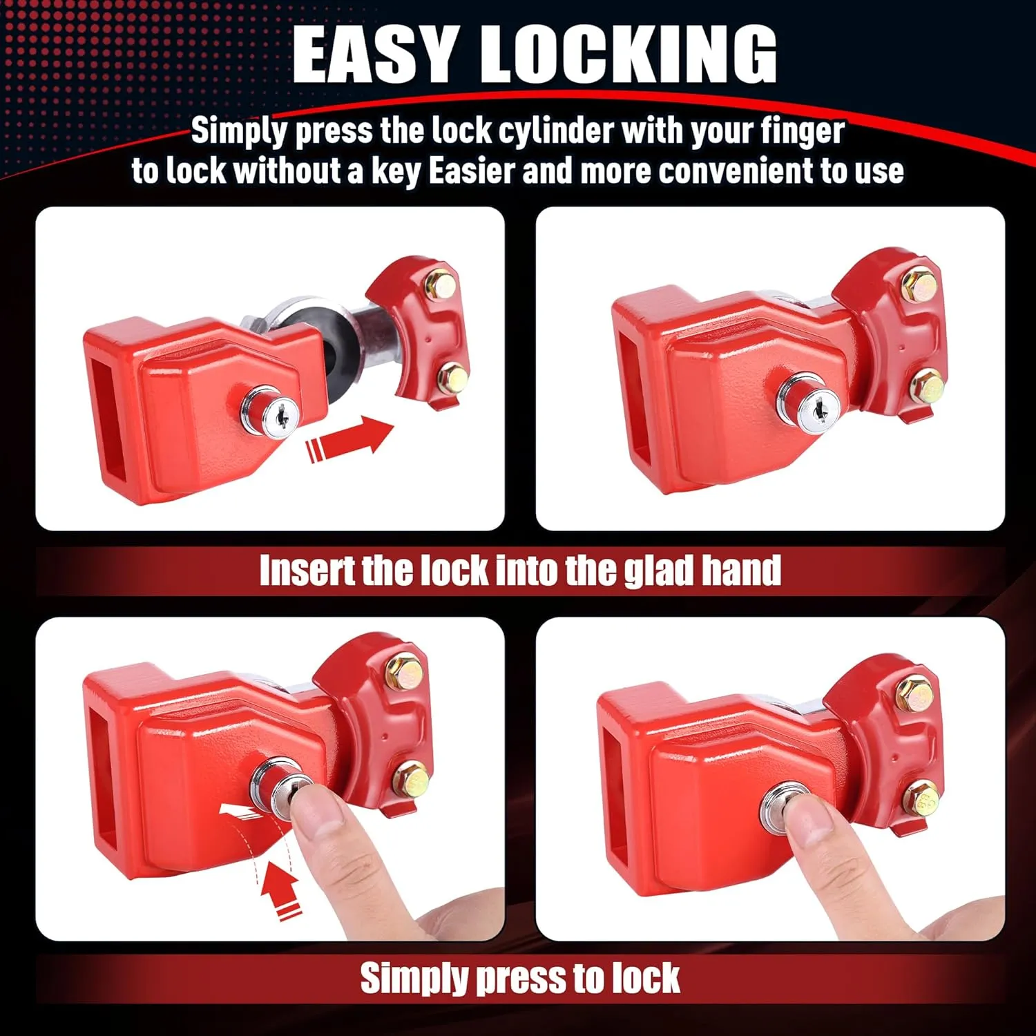 Glad Hand Lock Keyed Alike 4 Pack Heavy Duty Aluminum Air Brake Glad Hand Lock for Tractor Trailer