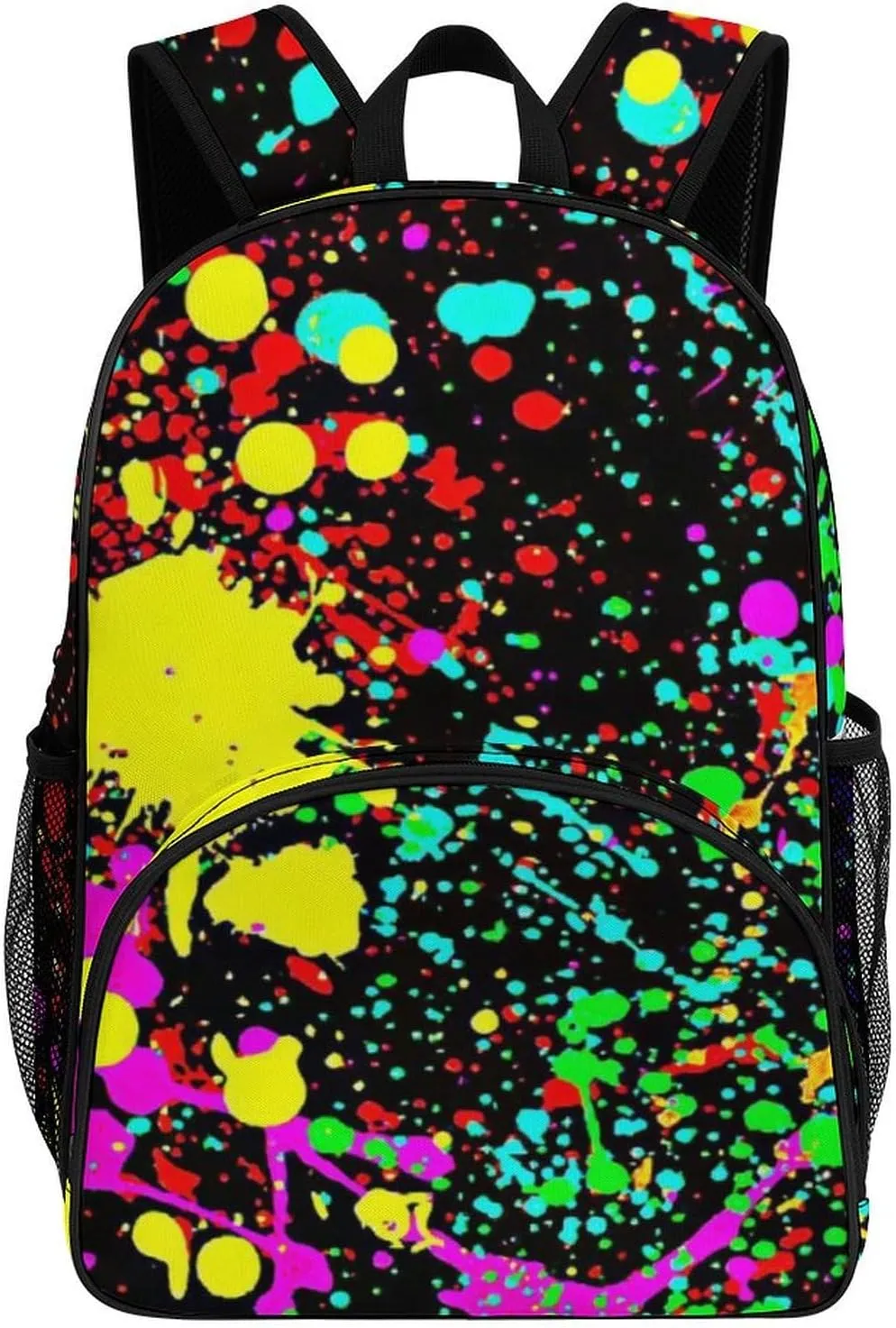 Glow in Dark Splatter Neon Backpack for Worker Teacher Business Hiking Travel Bag Shoulders Bag