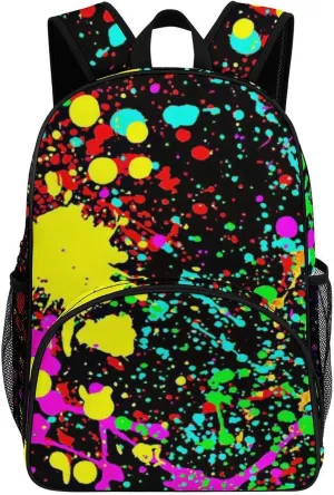 Glow in Dark Splatter Neon Backpack for Worker Teacher Business Hiking Travel Bag Shoulders Bag