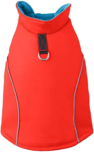 Gooby Sports Vest Dog Jacket - Orange, Medium - Reflective Dog Vest with D Ring Leash - Warm Fleece Lined Small Breed Dog Sweater, Hook and Loop Closure