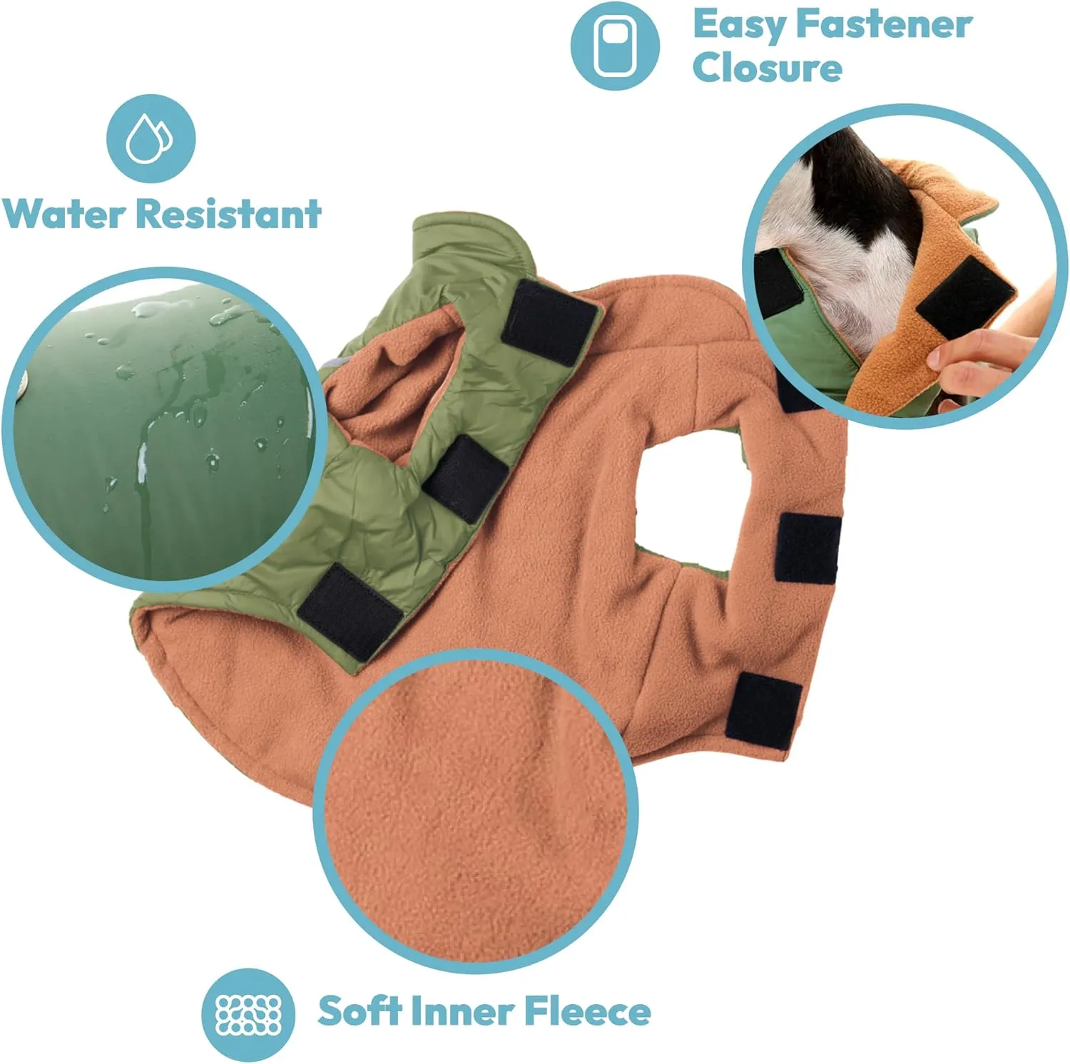 Gooby Sports Vest Dog Jacket - Orange, Medium - Reflective Dog Vest with D Ring Leash - Warm Fleece Lined Small Breed Dog Sweater, Hook and Loop Closure
