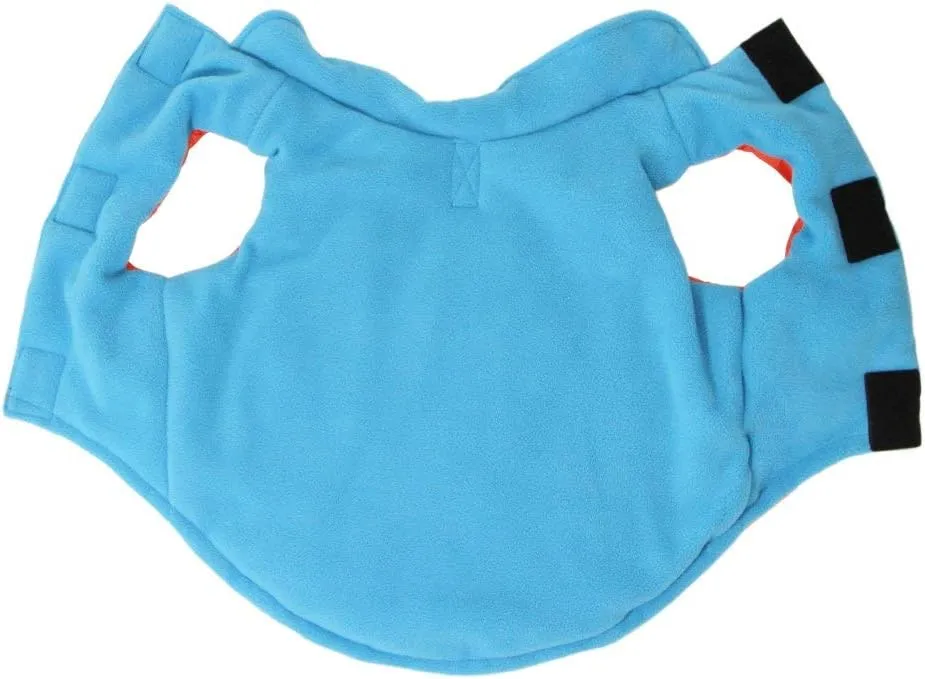 Gooby Sports Vest Dog Jacket - Orange, Medium - Reflective Dog Vest with D Ring Leash - Warm Fleece Lined Small Breed Dog Sweater, Hook and Loop Closure