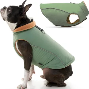Gooby - Sports Vest, Fleece Lined Small Dog Cold Weather Jacket Coat Sweater with Reflective Lining, Green, Large