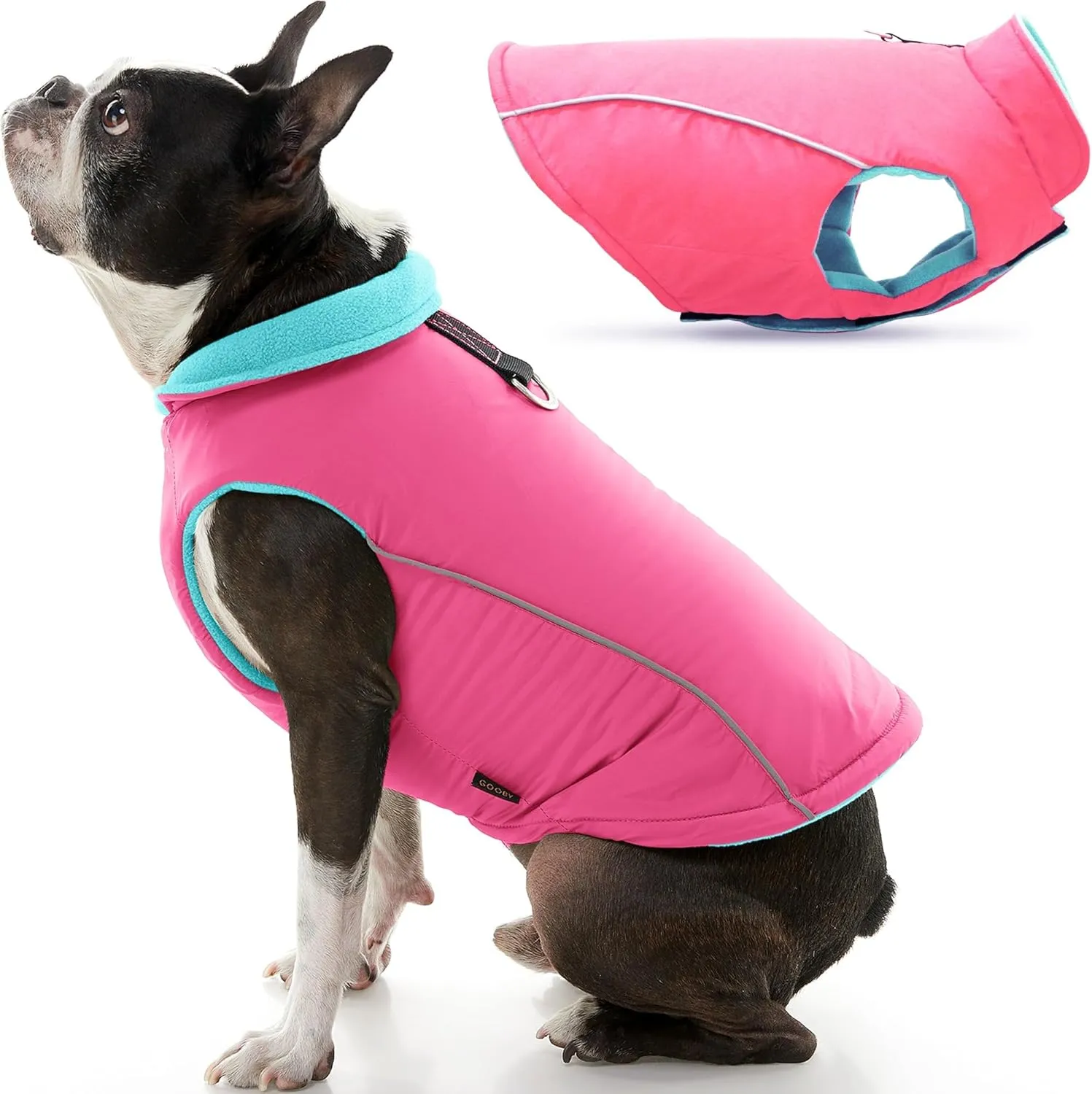 Gooby - Sports Vest, Fleece Lined Small Dog Cold Weather Jacket Coat Sweater with Reflective Lining, Pink, Small
