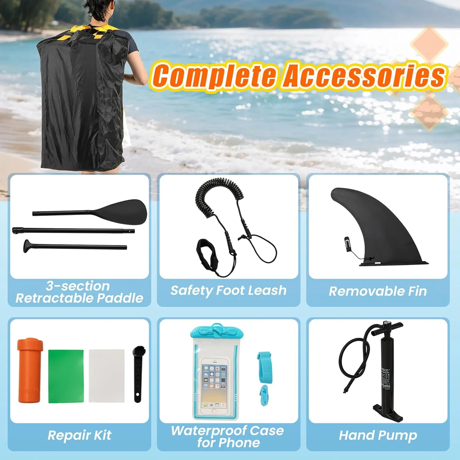 Goplus Inflatable Stand Up Paddle Board, 10FT/10.5FT/11FT SUP with Accessory Pack, Adjustable Paddle, Carry Bag, Fin, Hand Pump, Leash, Repair Kit