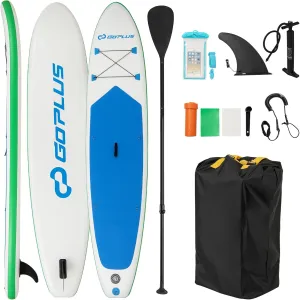 Goplus Inflatable Stand Up Paddle Board, 10FT/10.5FT/11FT SUP with Accessory Pack, Adjustable Paddle, Carry Bag, Fin, Hand Pump, Leash, Repair Kit