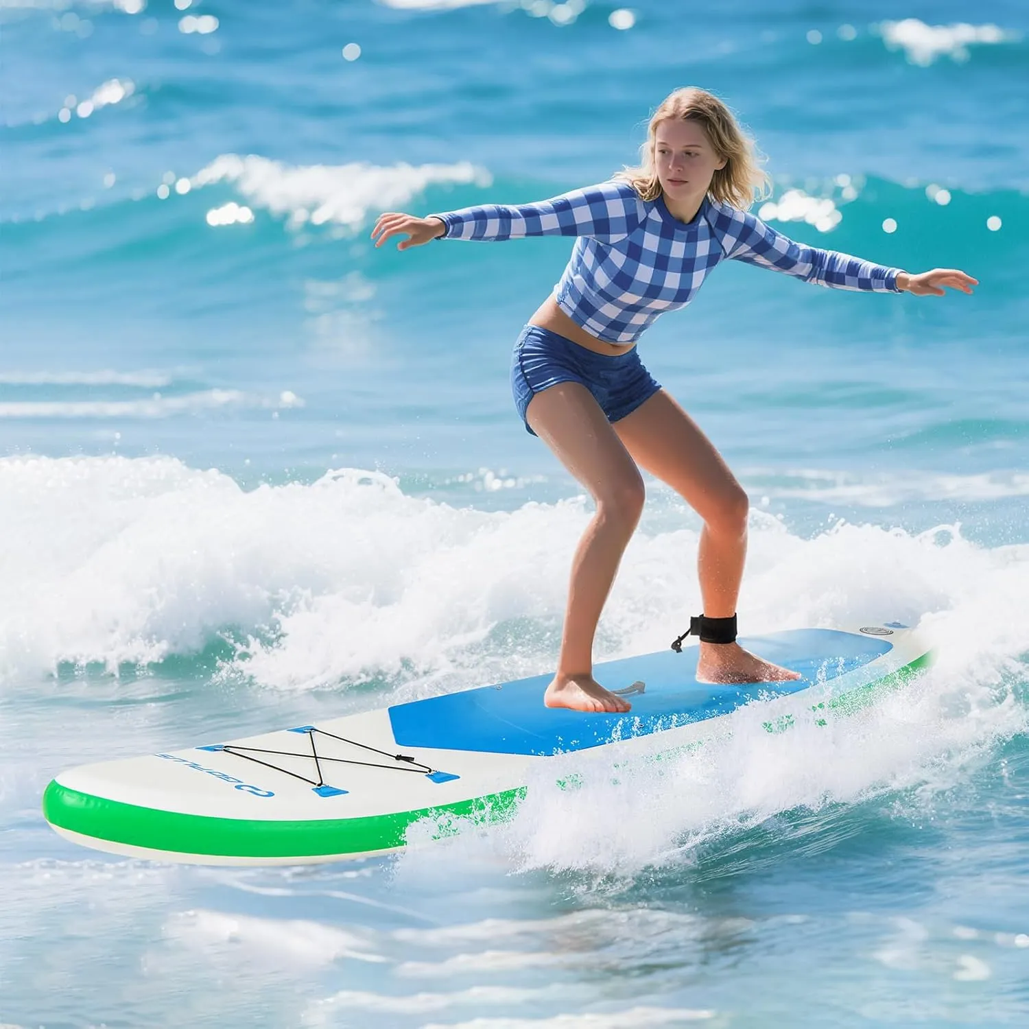 Goplus Inflatable Stand Up Paddle Board, 10FT/10.5FT/11FT SUP with Accessory Pack, Adjustable Paddle, Carry Bag, Fin, Hand Pump, Leash, Repair Kit