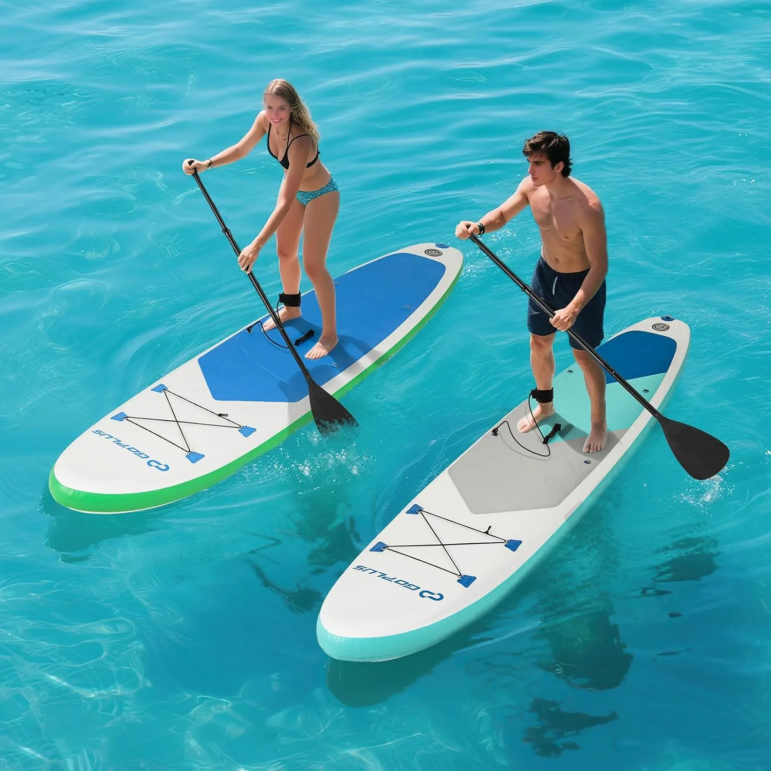 Goplus Inflatable Stand Up Paddle Board, 10FT/10.5FT/11FT SUP with Accessory Pack, Adjustable Paddle, Carry Bag, Fin, Hand Pump, Leash, Repair Kit
