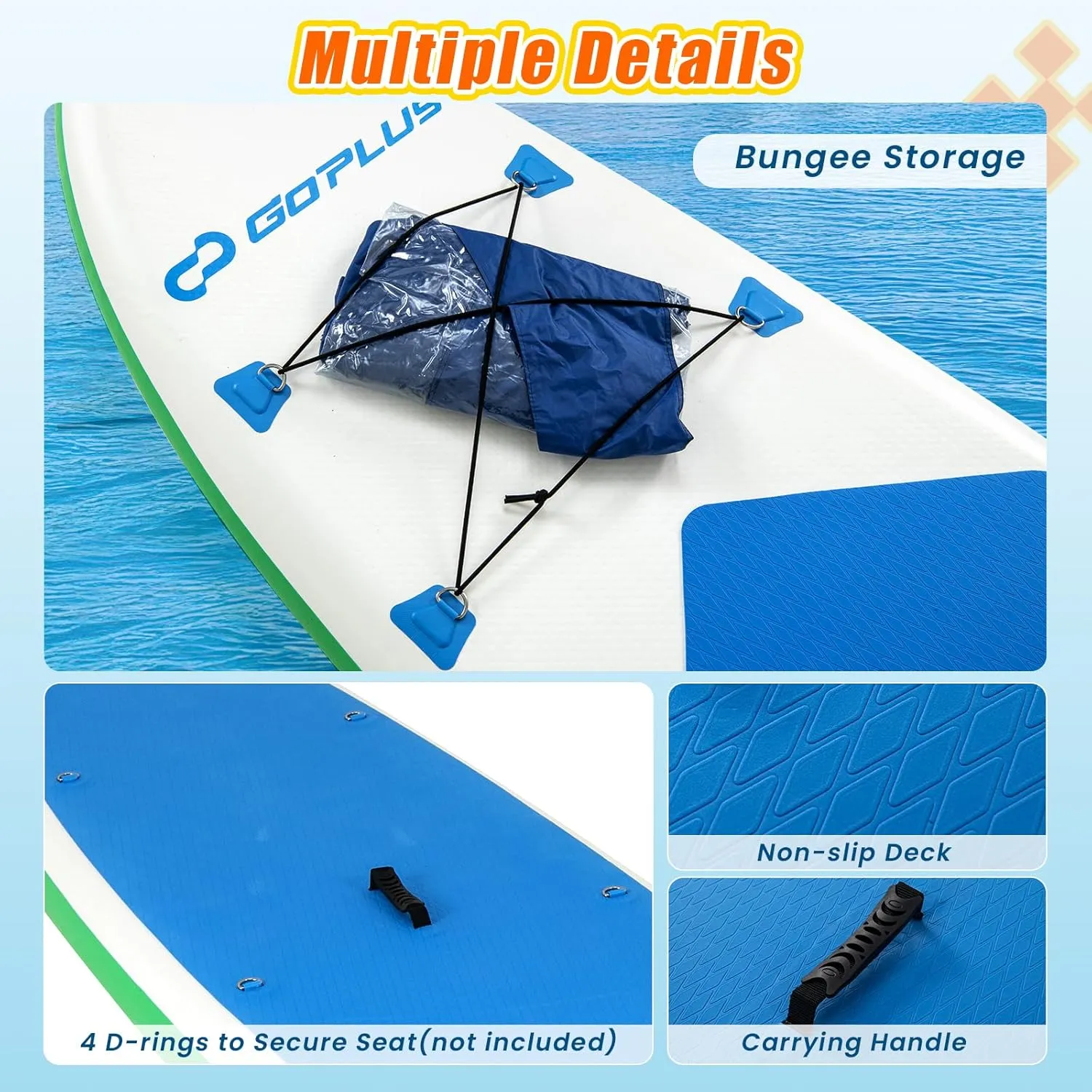 Goplus Inflatable Stand Up Paddle Board, 10FT/10.5FT/11FT SUP with Accessory Pack, Adjustable Paddle, Carry Bag, Fin, Hand Pump, Leash, Repair Kit