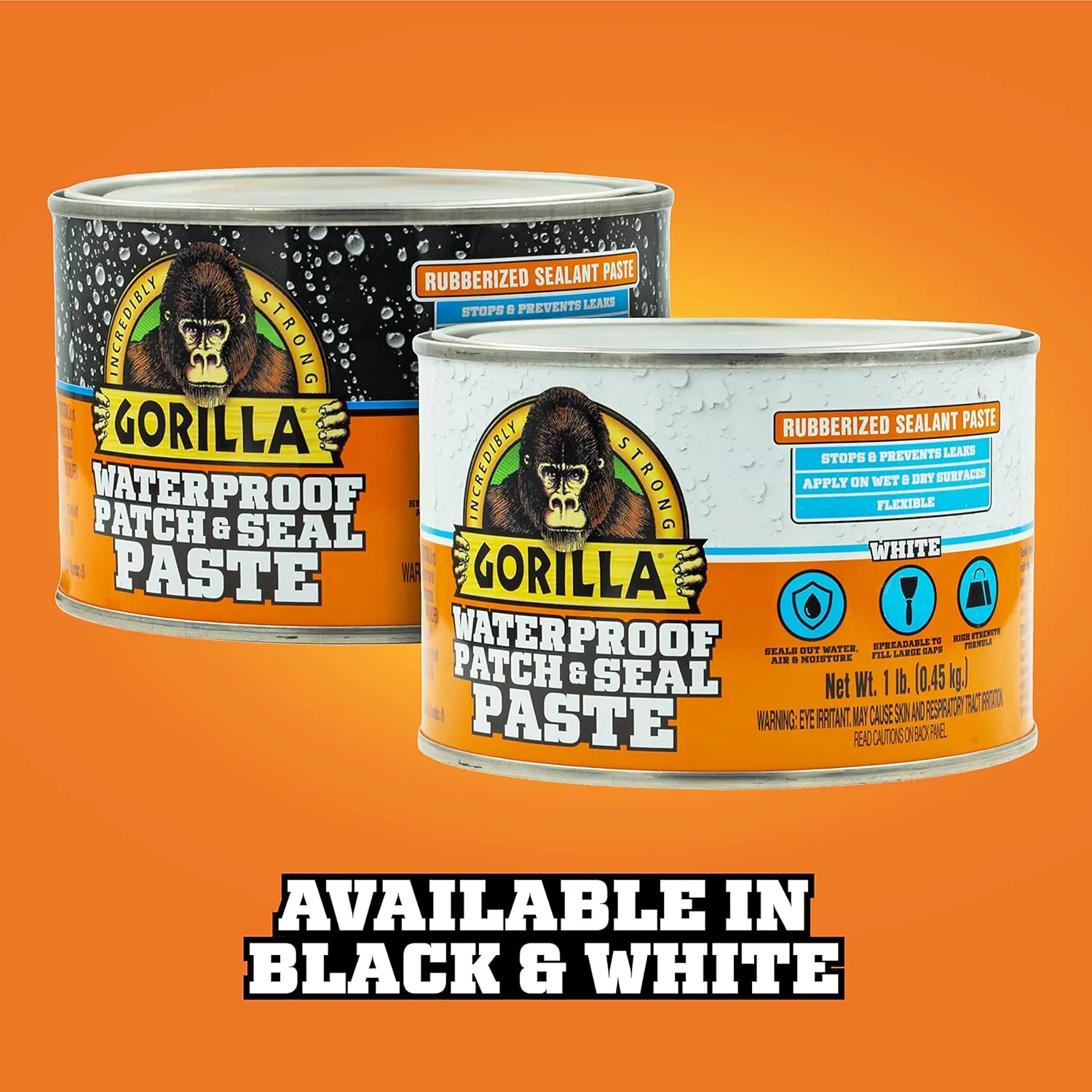 Gorilla Waterproof Patch & Seal Rubberized Sealant Paste; White; 1lb Can (Pack of 1)