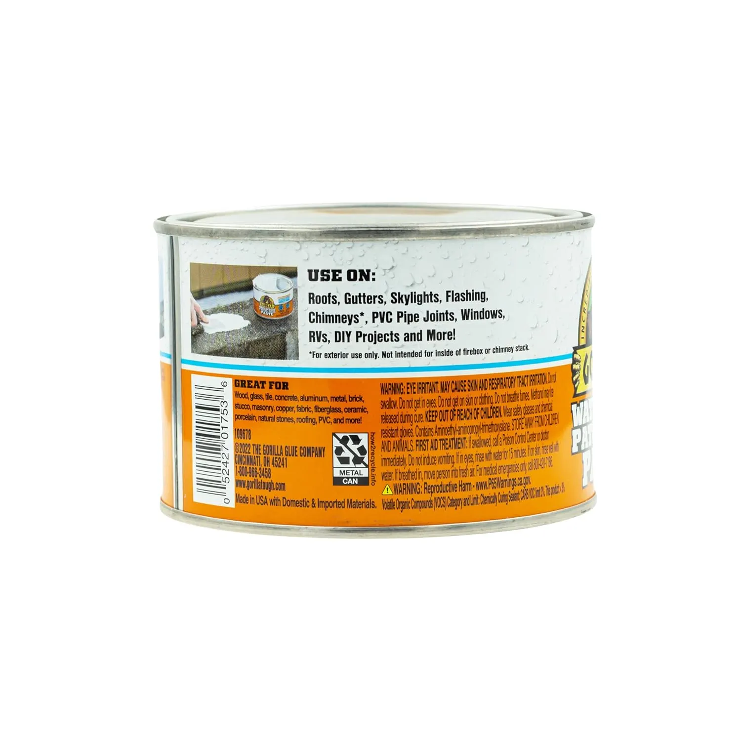 Gorilla Waterproof Patch & Seal Rubberized Sealant Paste; White; 1lb Can (Pack of 1)